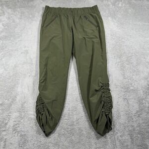 Athleta Aspire Ankle Pants Womens Small Green Jogger Ruched Hem Lightweight